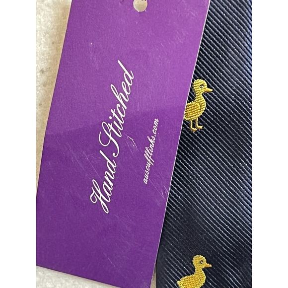 Aus‎ Cufflinks Australia Hand Stitched Navy Blue w Yellow Ducks Mens Neck Tie - Picture 5 of 8
